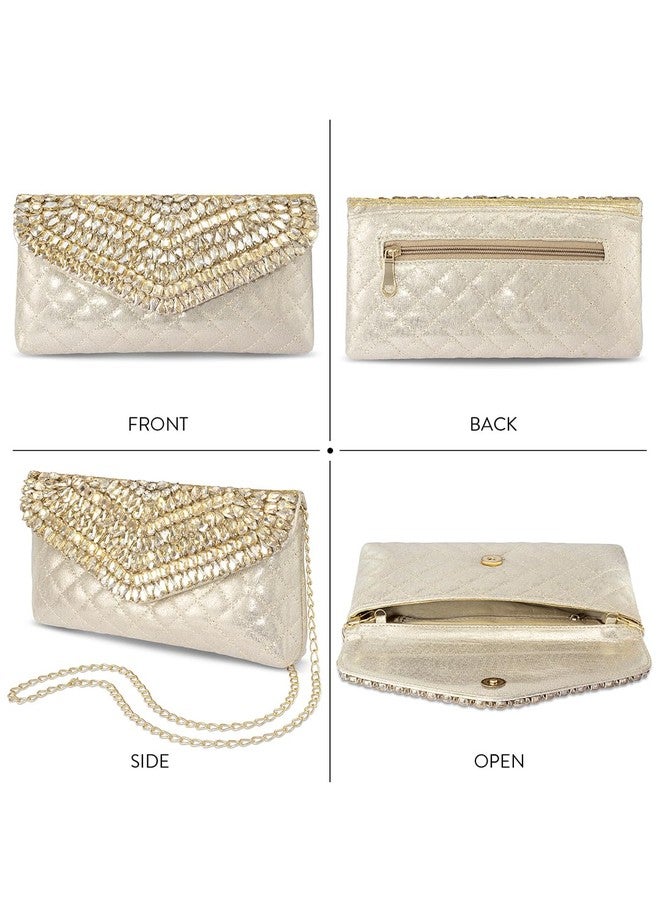 Peora Champane Clutch Purses for Women Handmade Evening Handbag Stylish Bridal Fashion Clutch Bag for Girls (C128LCT) - Image 4